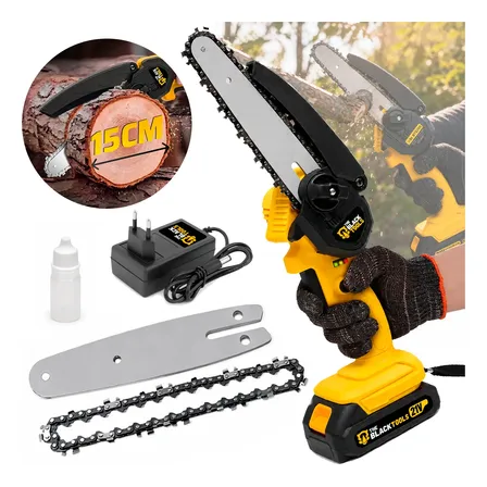 Motoserra Mini Serra Eletrica Potente A Bateria Bivolt 21v Amarelo 21v 60hz