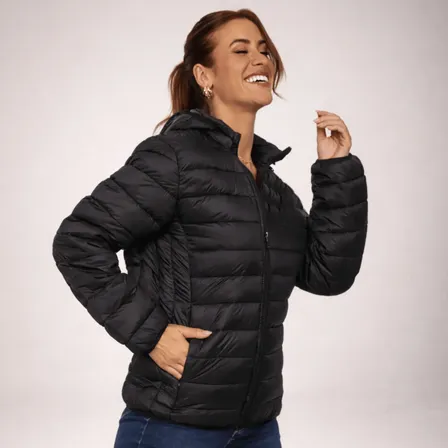 Jaqueta Bobojaco Feminina Puffer Impermeavel Capuz Removível Preto G