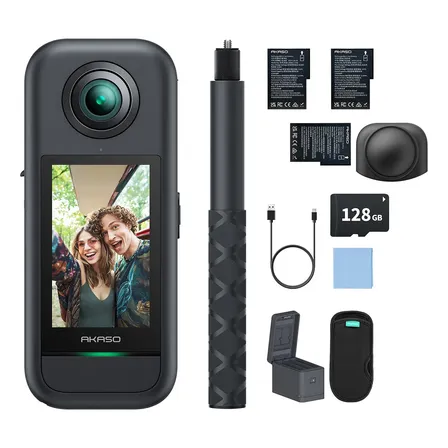 Câmera De Ação Akaso 360 5.7k Wifi Com Rastreamento Por Ia Akaso 360 Com Sd 128g Com Estojo De Proteção Para