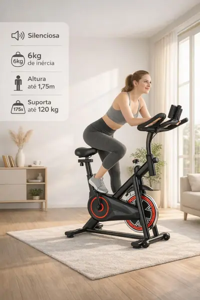 Bike Ergometrica Spinning Bicicleta Ergometrica Profissional 6kg 120kg Apartamento Silenciosa - BS Fitness