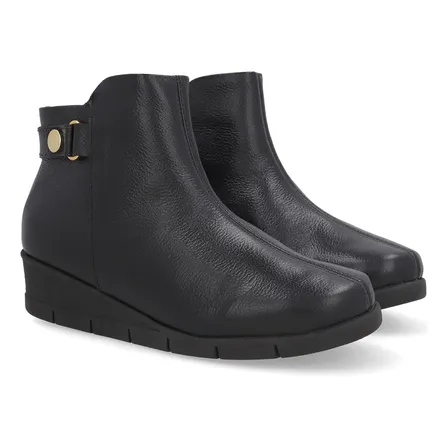 Bota Em Couro Anabela Usaflex Feminino Ud26001001 001-preto Granato 36 Br