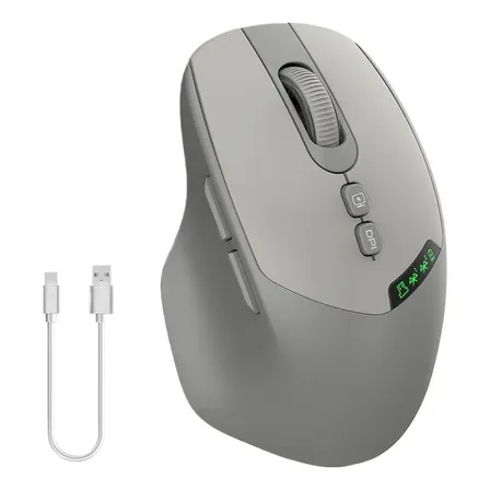 Mouse Sem Fio Recarregável 2.4g E Bluetooth Com Dpi Vintage Grey