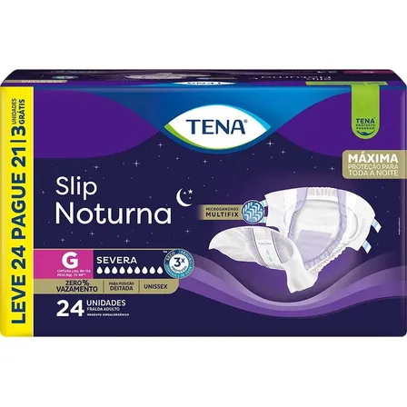 Fralda Adulto Tena Slip Noturna G Leve 24 Pague 21 Unidades